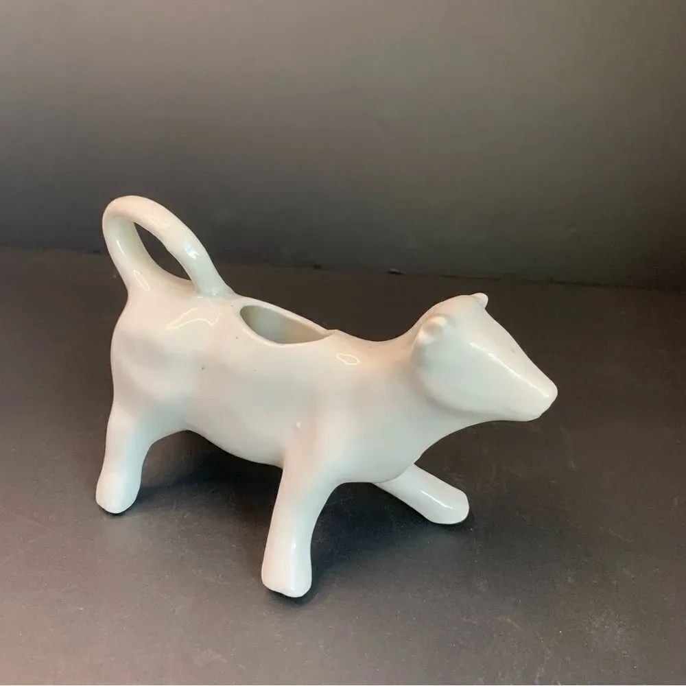 VTG White Ceramic Bull Cow Creamer